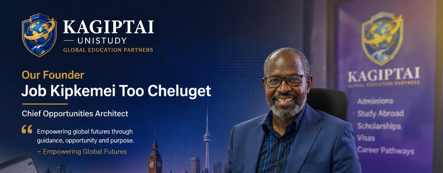 Kagiptai Unistudy — Our Founder, Job Kipkemei Too Cheluget, Chief Opportunities Architect: empowering global futures through guidance, opportunity and purpose.